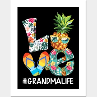 Love Grandma Life Summer Pineapple Flip Flop Posters and Art